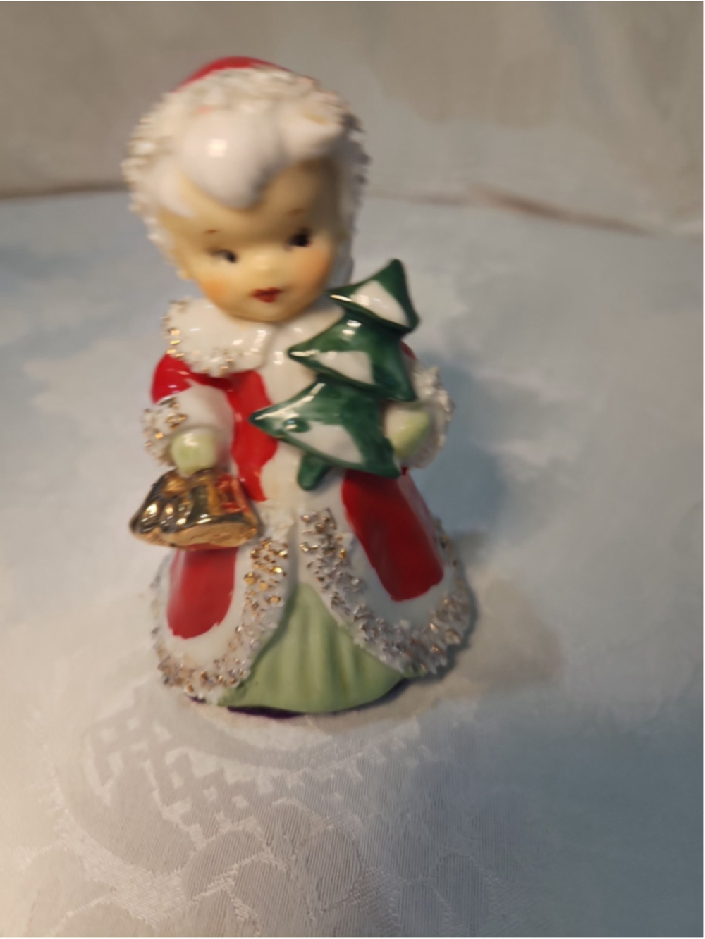 Lefton Exclusive Vintage Angel Bell Porcelain Spaghetti Trim Holding Tree - Picture 12 of 13
